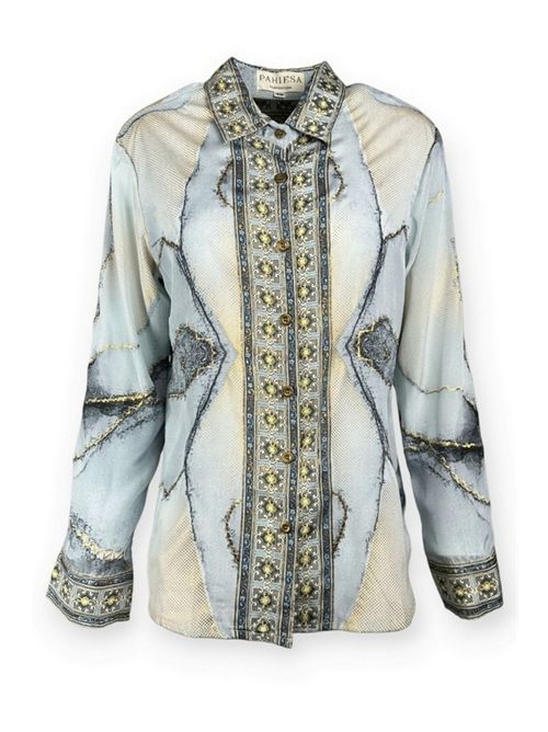 camicia donna fantasia azzurro